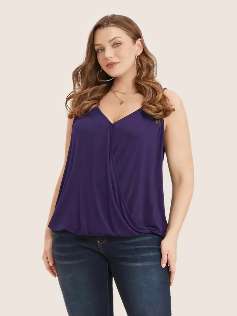 Plain Surplice Neck Sleeveless Cami Top