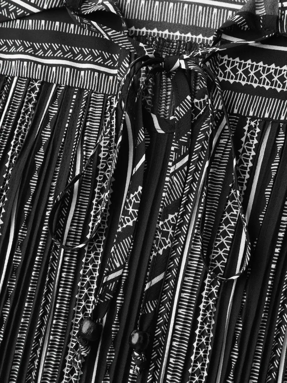 Stripe Print Semi Sheer Pleated Blouse