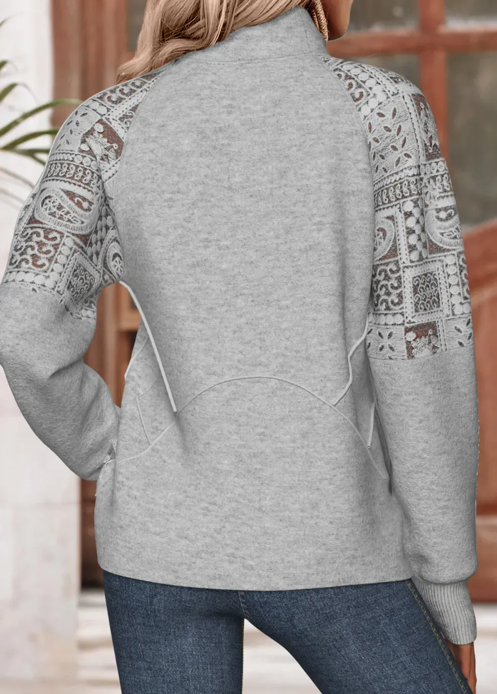 Light Grey Marl Tummy Coverage Long Sleeve Sweatshirt