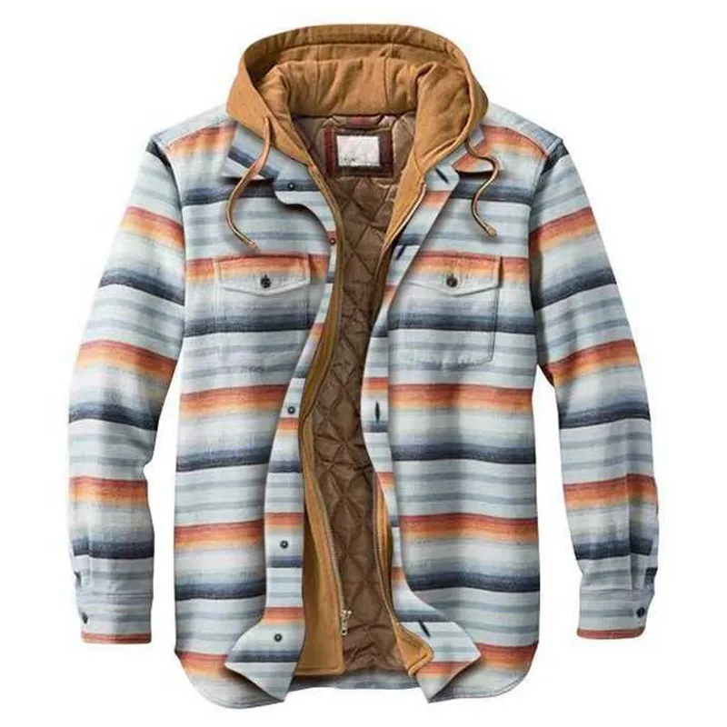 Retro Plaid Stitching Men's Outdoor Jacket
