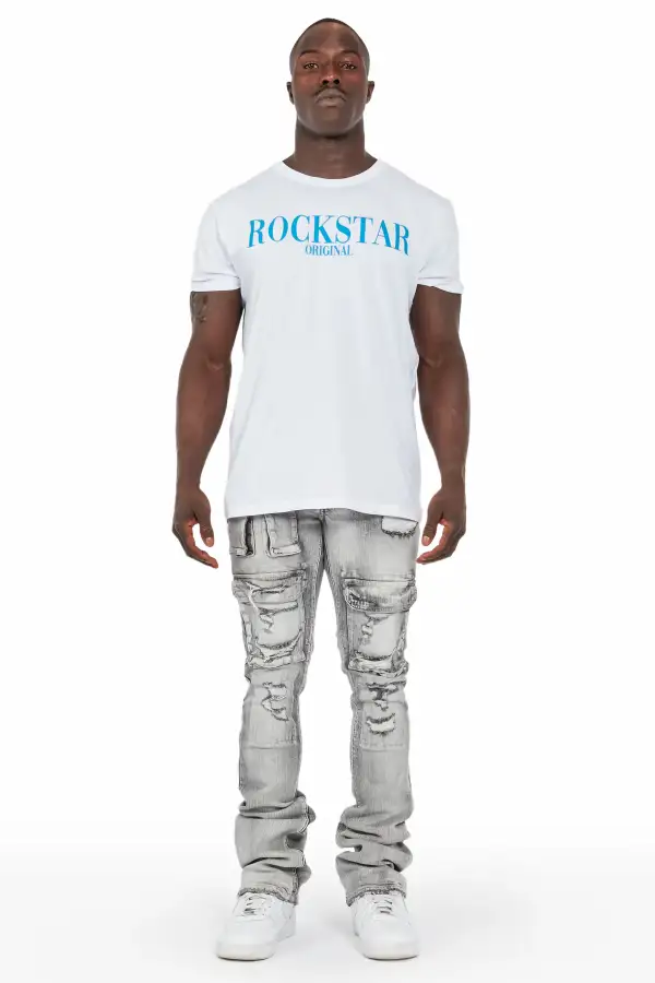 Kale Grey Cargo Stacked Flare Jean