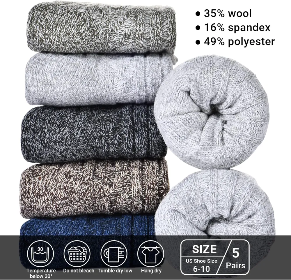 Clothirily Wool Socks- Thick Soft Wool Socks for Women, Vintage Warm Womens Wool Socks, Winter Warm Boot Socks for Women Men