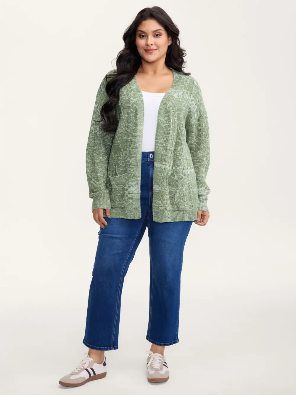 Cable Knit Textured Pockets Knit Cardigan