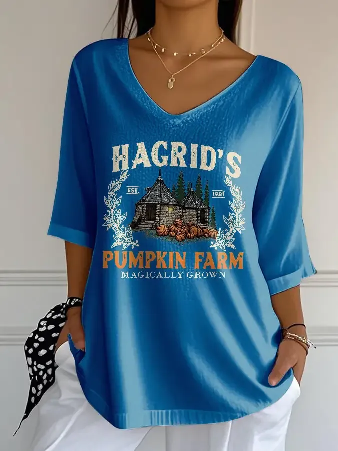 Womens Heiger Pumpkin Farm Fall Season T-Shirt