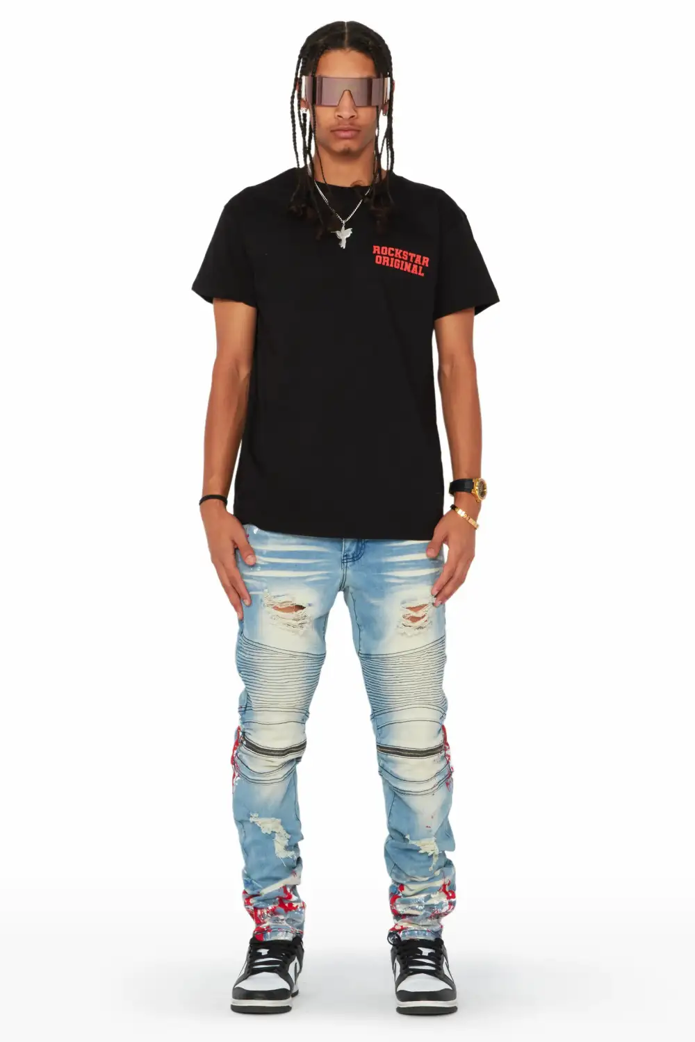 Kodak Blue/Red Painter Biker Jean