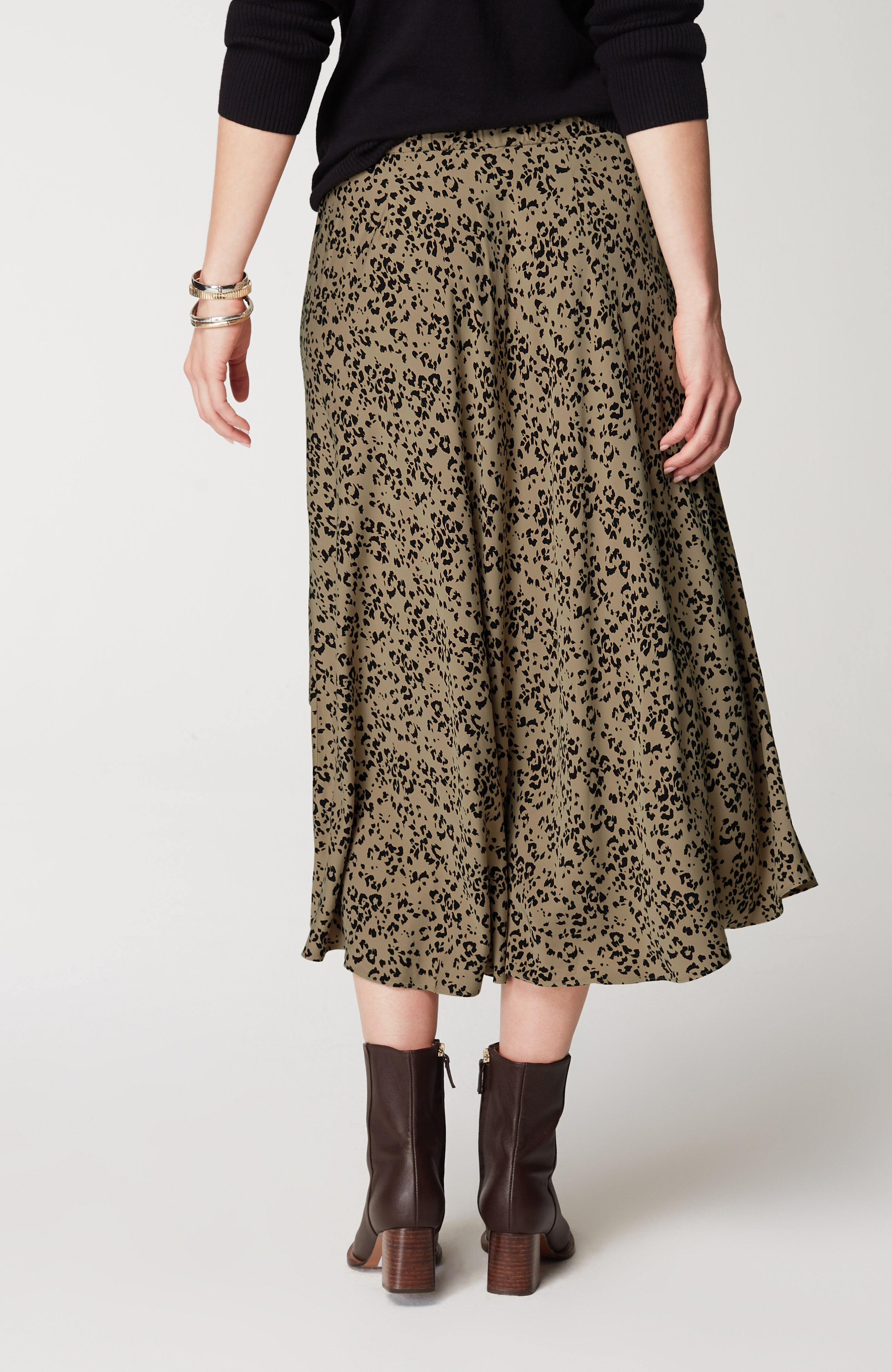 Printed A-Line Midi Skirt