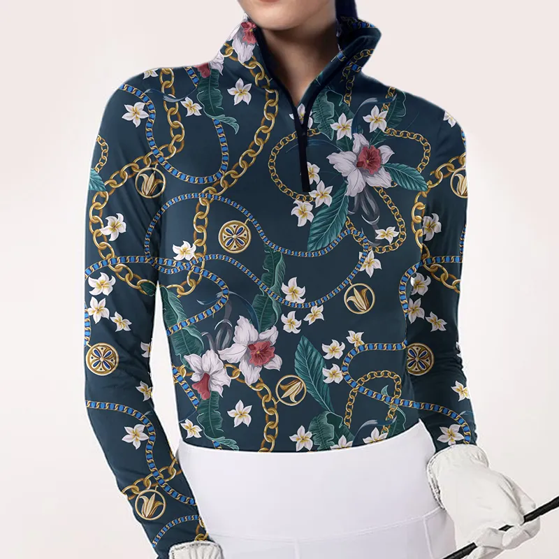 Women's Riding Style Floral Harness Print Long Sleeve Casual Shirt