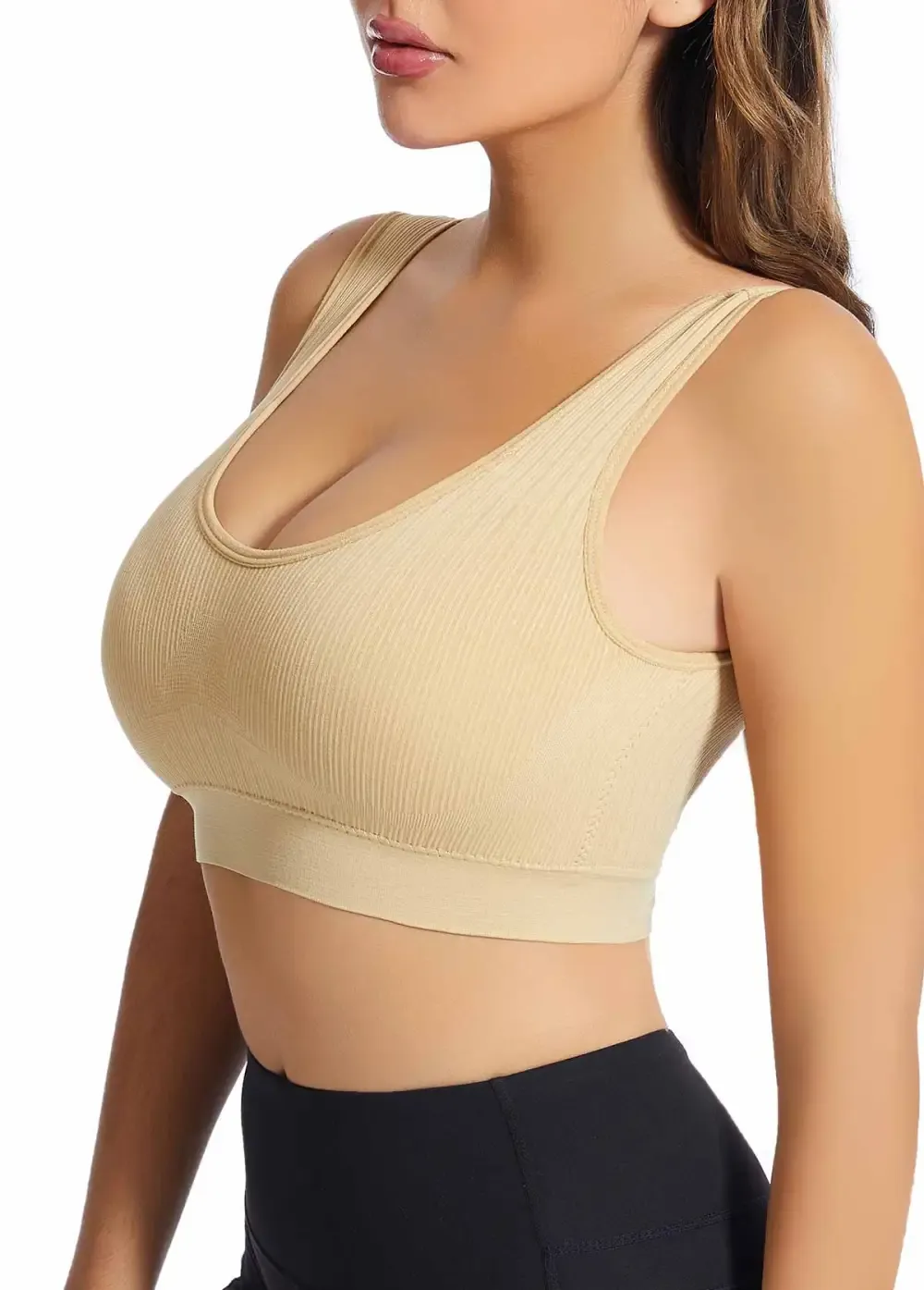 Skin Color Scoop Detail Stretch Bra