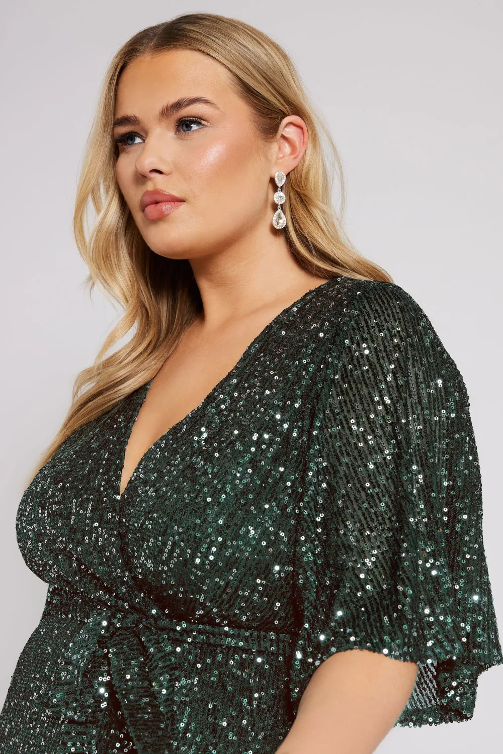 YOURS LONDON Curve Navy Blue Sequin Wrap Dress