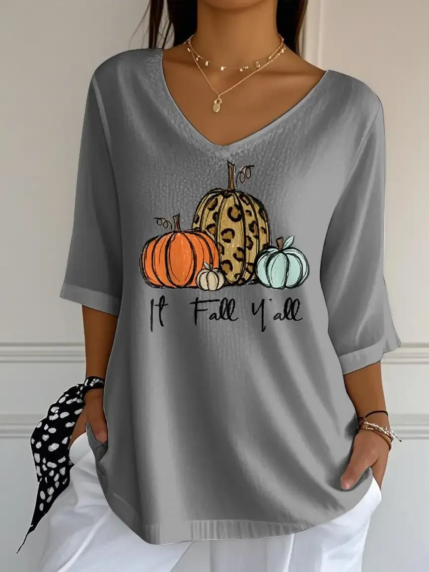 Women's Retro It'S Fall Y'All Print Mid Sleeve T-Shirt