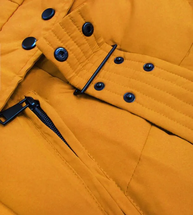 Ladies Short Winter Hooded Jacket Yellow