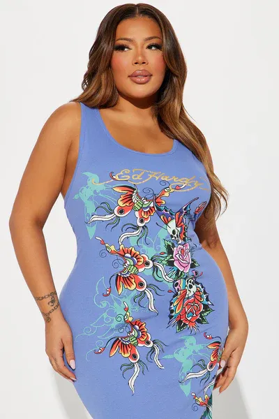 Ed Hardy Butterfly Maxi Dress - Slate Blue