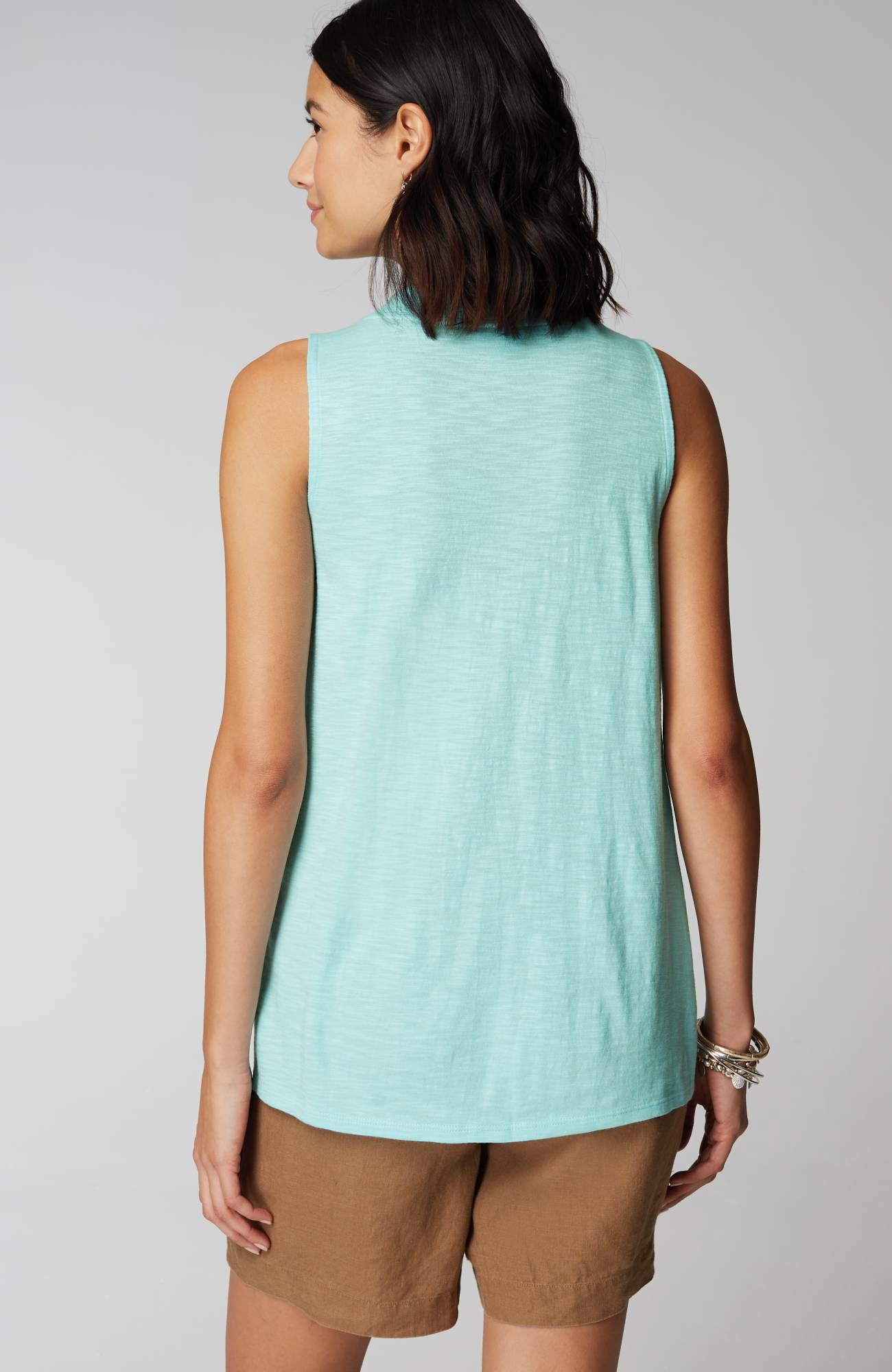Rib-Trim Henley Tank