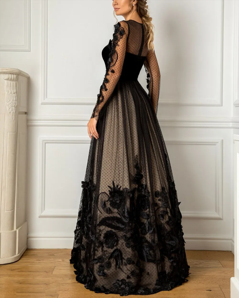 Women's Round Neck Mesh Dress