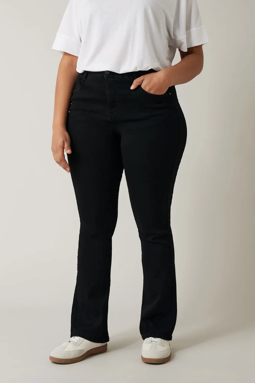 EVANS Curve Black Denim Bootcut Jeans