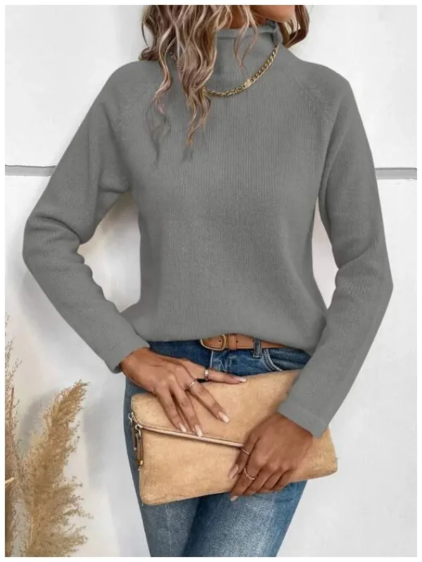 High Neck Raglan Sleeve Sweater