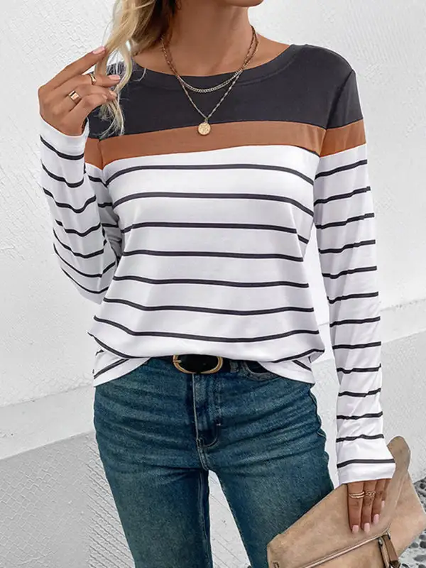 New Women's Striped Long Sleeve Sweater