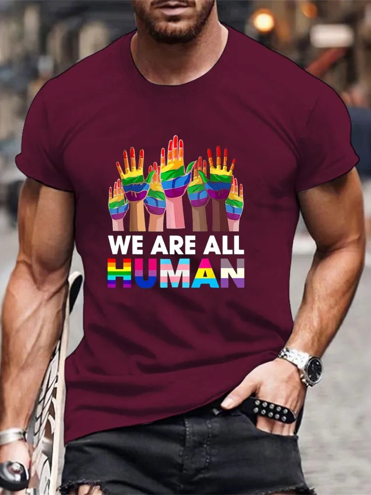 Rainbow LGBT LGBTQ Transgender Gay Pride We Are All Human T Shirt