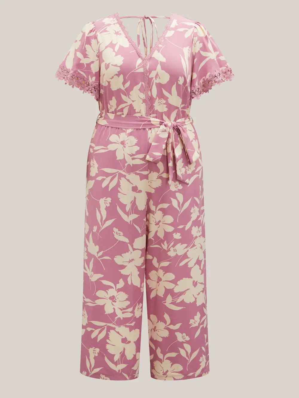 Floral Print Back Tie Jumpsuit