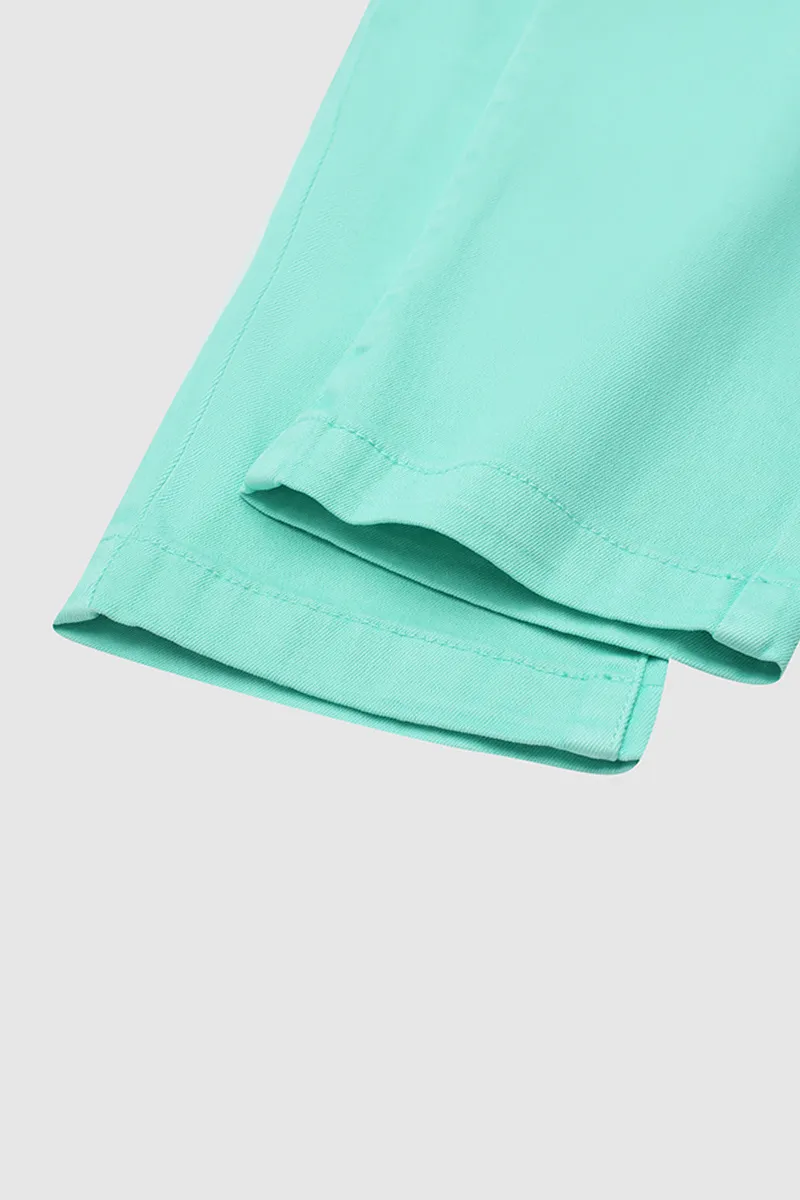 Solid Button Fly High Waist Capri Jeans