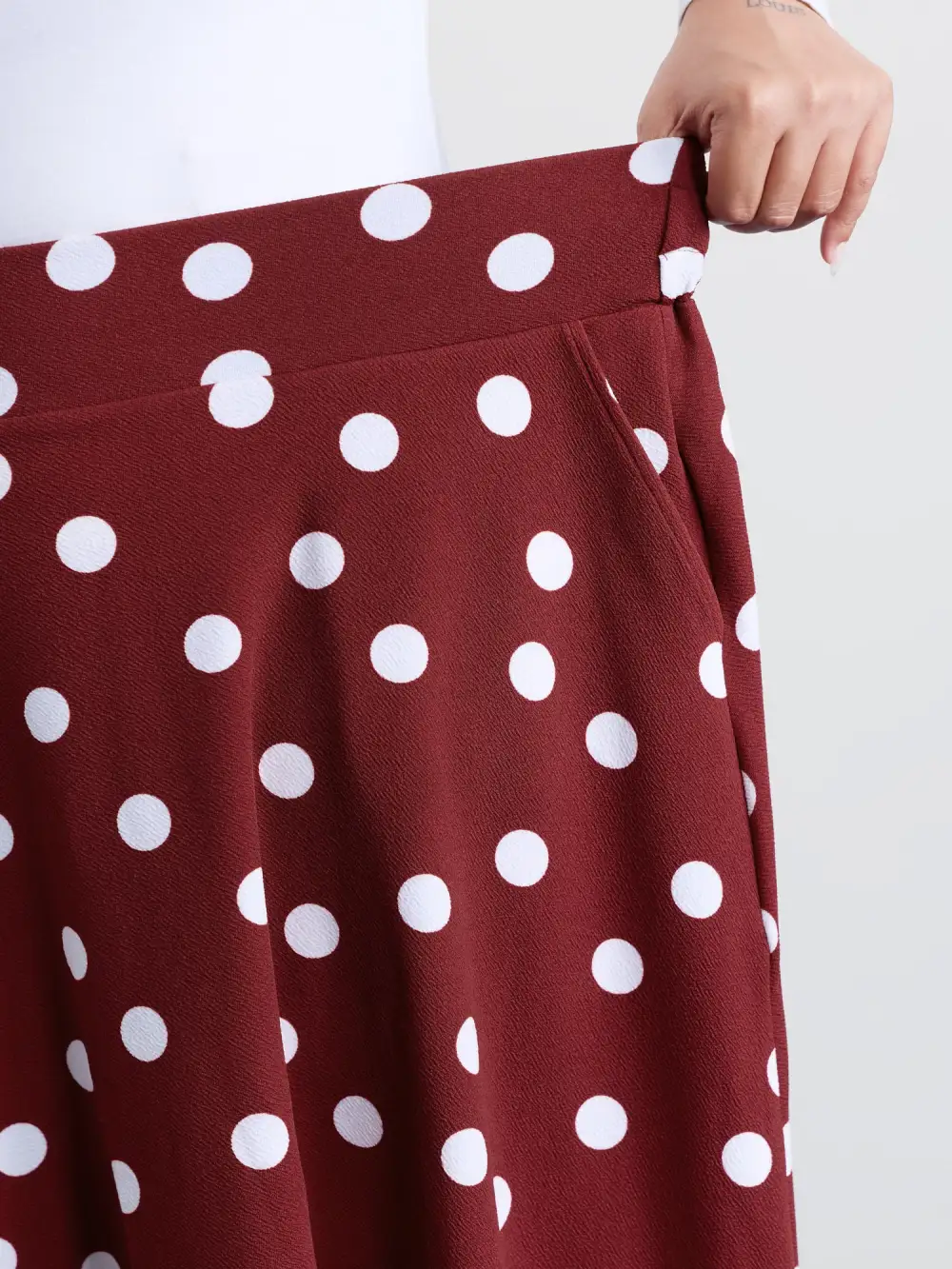 Polka Dots Flowy Holiday Midi Skirt