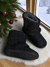 Women's Brown Faux Suede Winter Ankle Boots – Knit Cuff Button Detail, Plush Lining, Cozy Indoor & Outdoor Casual Footwear