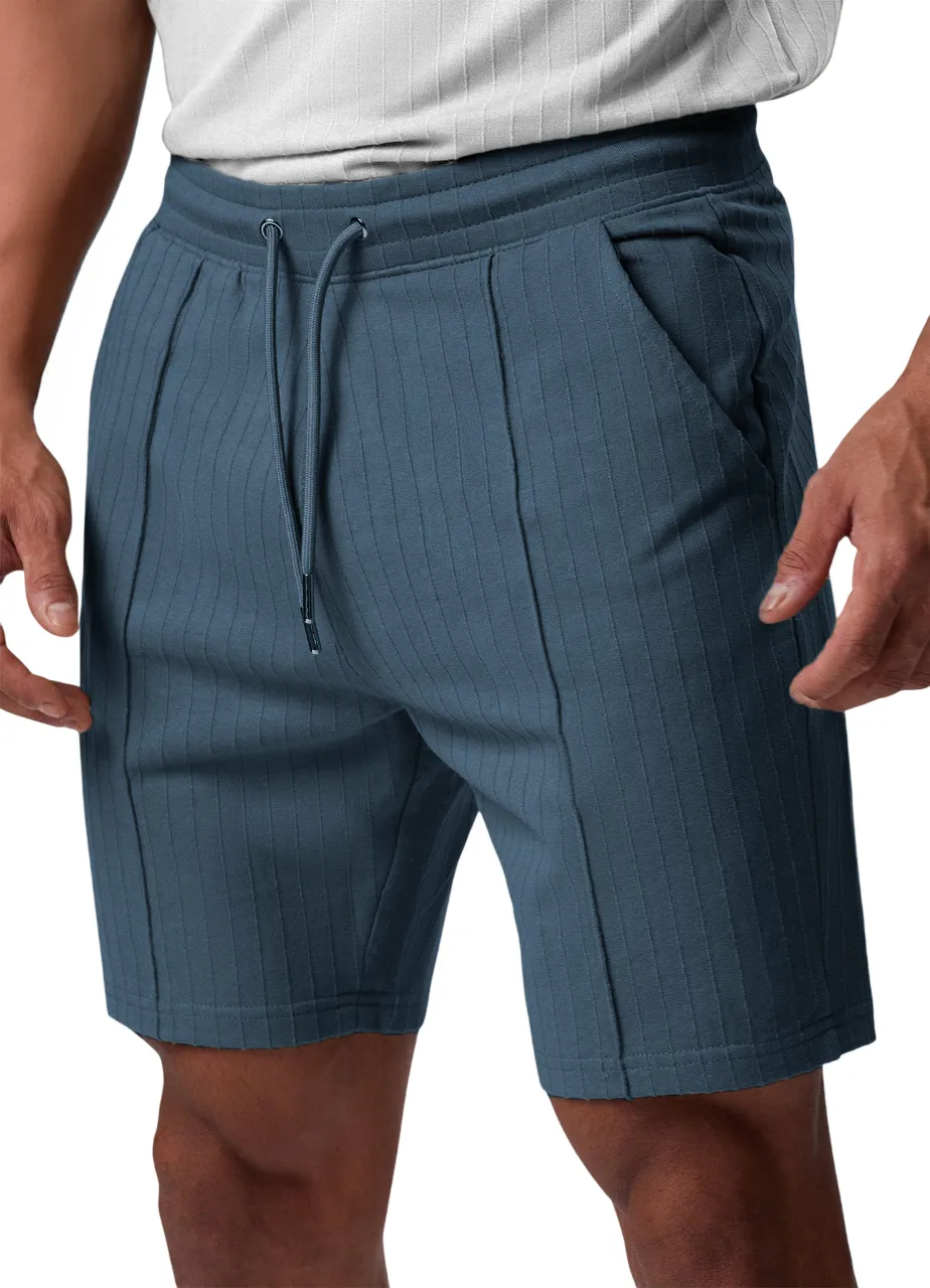 Men's Pleated Stretch Casual Shorts with Side Pockets