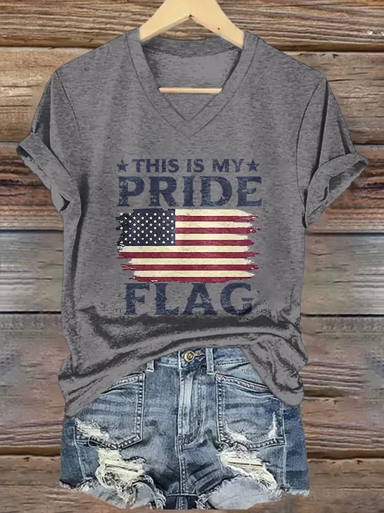 Women's This Is My Pride Flag Print Short Sleeve Round Neck Cotton T-Shirt
