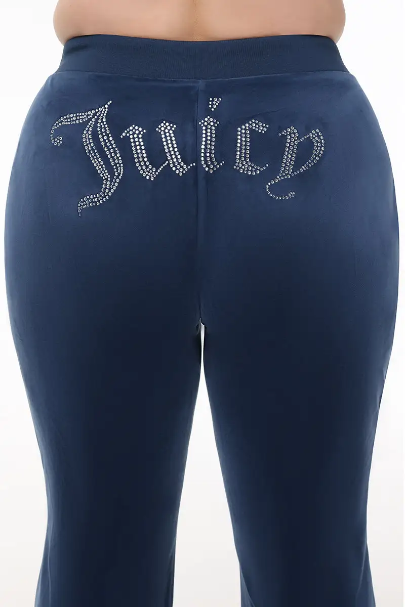 Plus-Size OG Big Bling Velour Track Pants