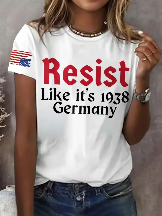 Women'S T-Shirt Retro Resist Like It'S 1938 Germany Print T-Shirt