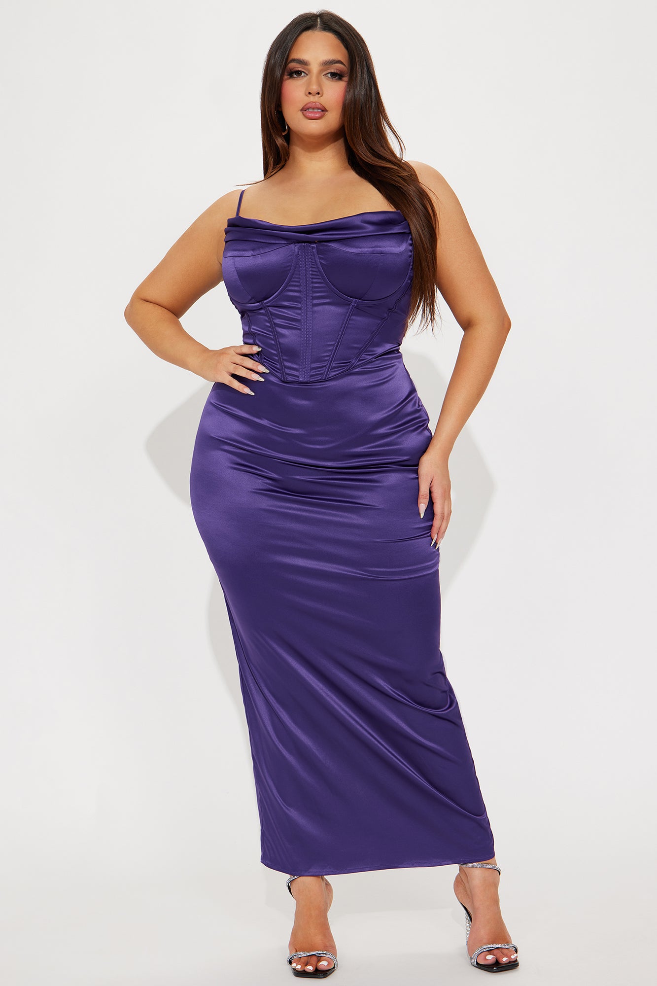 Violet Satin Gown - Purple