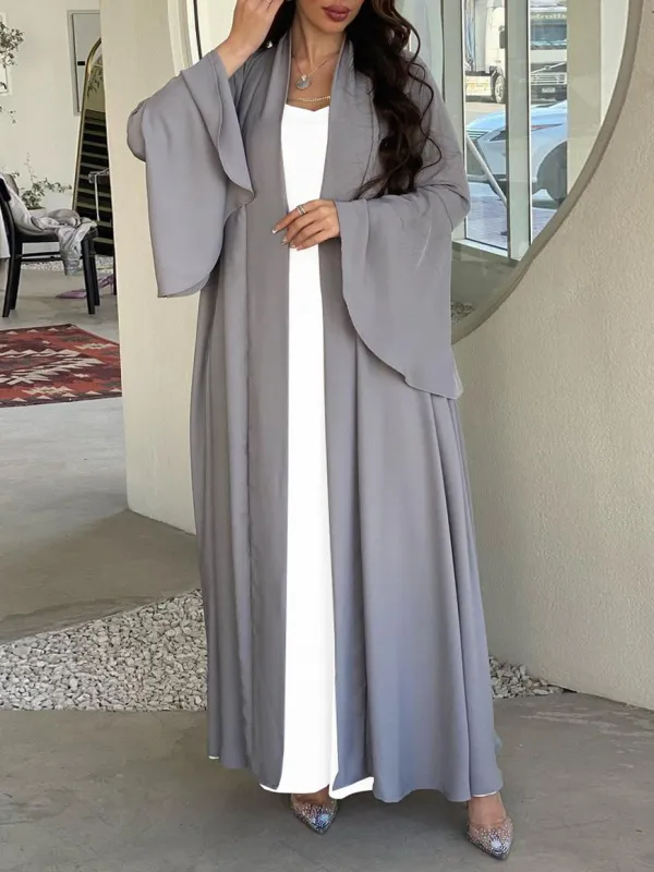 Fashion Ruffle Sleeves Solid Shawl Cardigan Coat