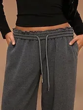 Women's Sweatpants Wide Leg Chinos Fashion Streetwear Casual Full Length High Waist Plain Elastic Waistband Comfy Soft Comfortable Stretchy Outdoor Street Light Gray Black White Red Summer Spring Fall