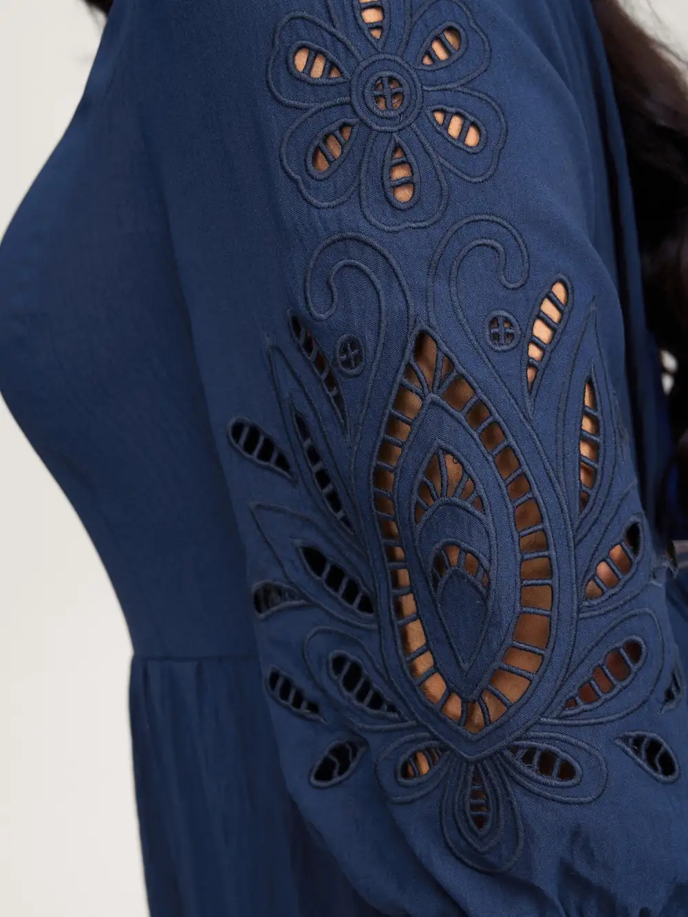 Floral Cut-Out Embroidery Tiered Maxi Dress