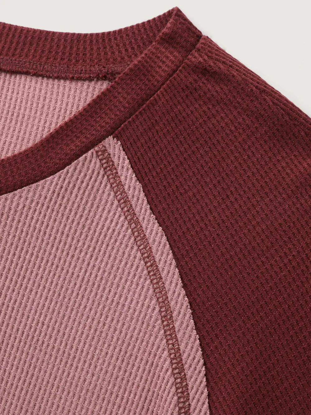 Color Contrast Waffle Knit T-Shirt