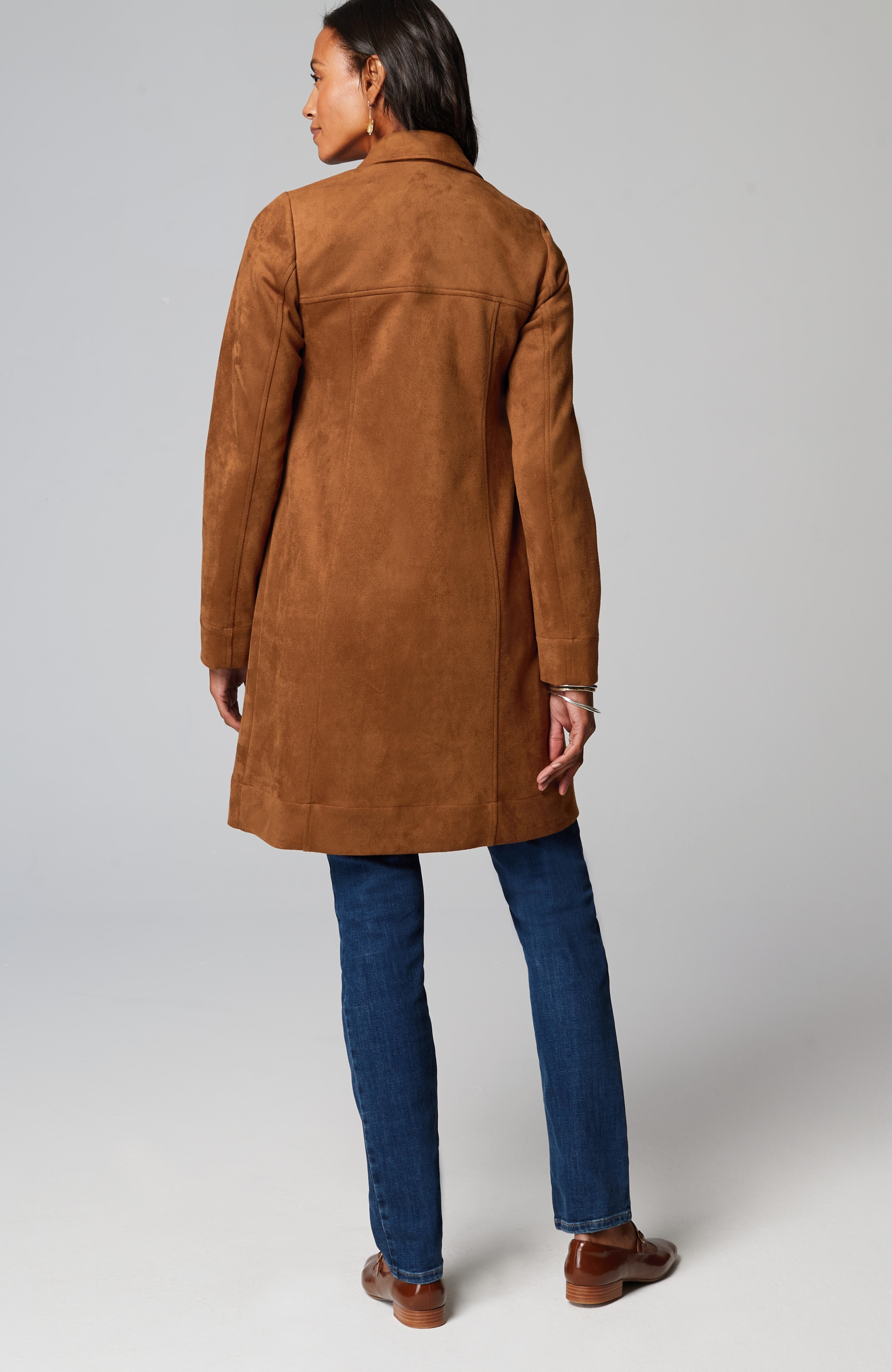 Faux-Suede Duster Jacket