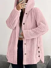 Women's Fleece Jacket Casual Jacket Hoodie Jacket Comfortable Breathable Zipper Pocket Casual Solid Color Vacation Street Casual Daily Wear Zipper Regular Hooded Regular Fit Long Sleeve Outerwear