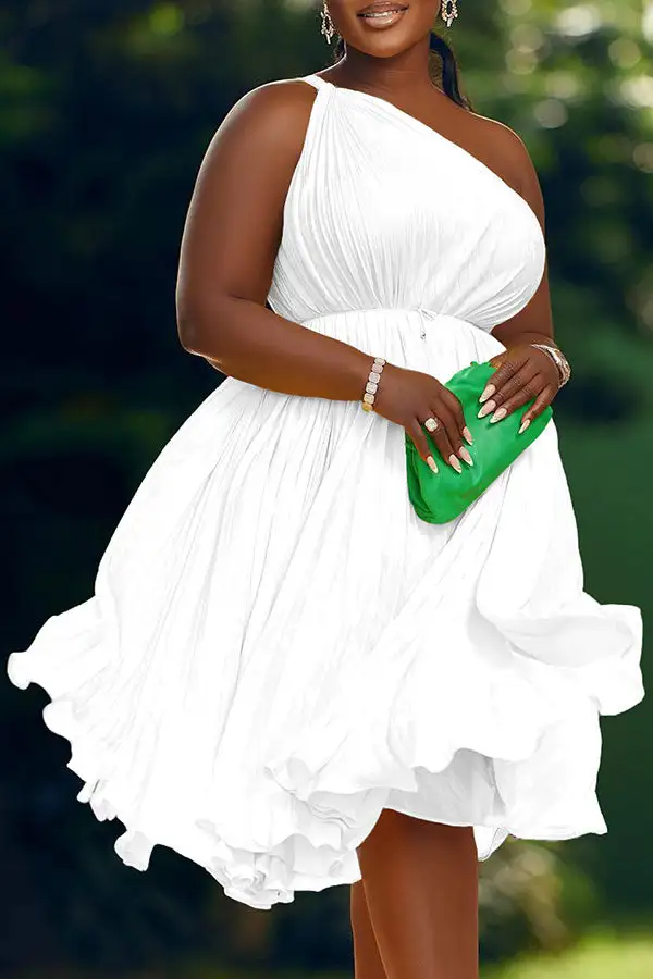  Girly Lace-Up Pleated Midi Dress