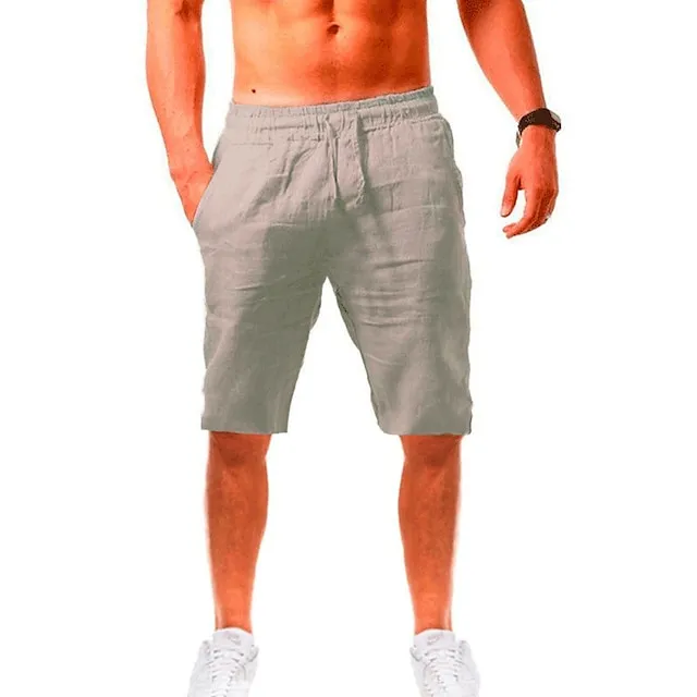 Men's Shorts Linen Shorts Summer Shorts Beach Shorts Drawstring Plain Business Beach Yoga Linen / Cotton Blend Hawaiian Casual Light Khaki. Black