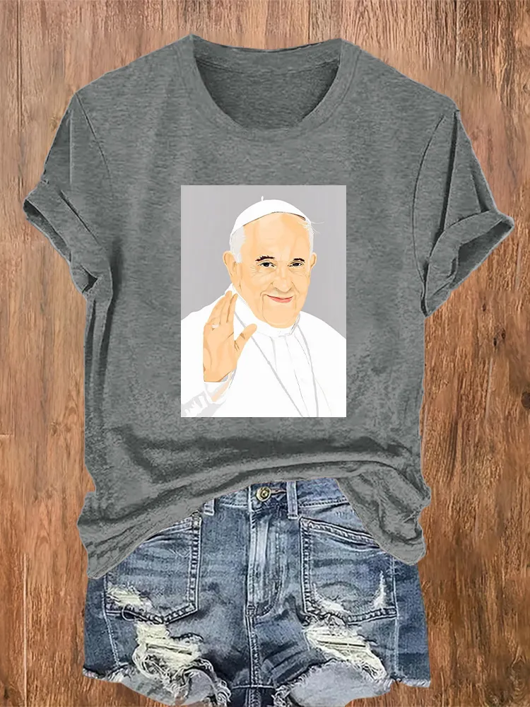 Women's Thank You PF Print Short Sleeve Round Neck Cotton T-Shirt