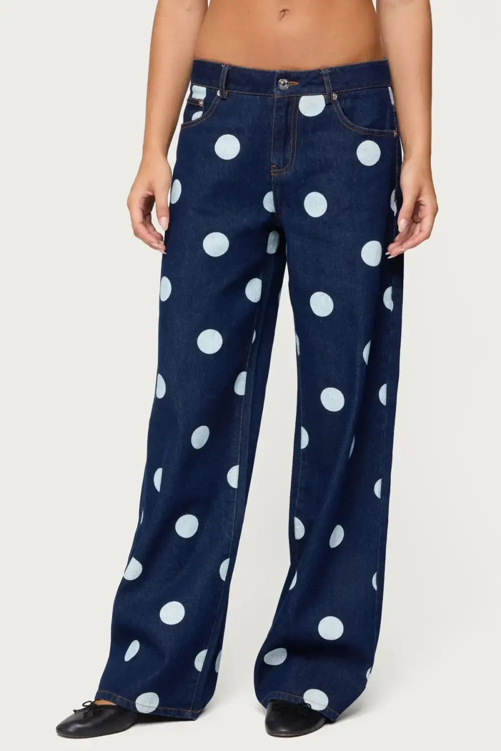 Leyah Polka Dot Low Rise Jeans