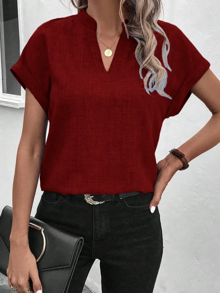 ✨Women's Summer V-neck Casual Short-sleeved Basic Tops