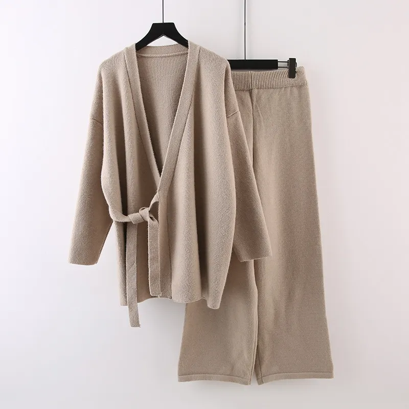 Casual Elegant Wrap Sweater Two-Pieces Sets