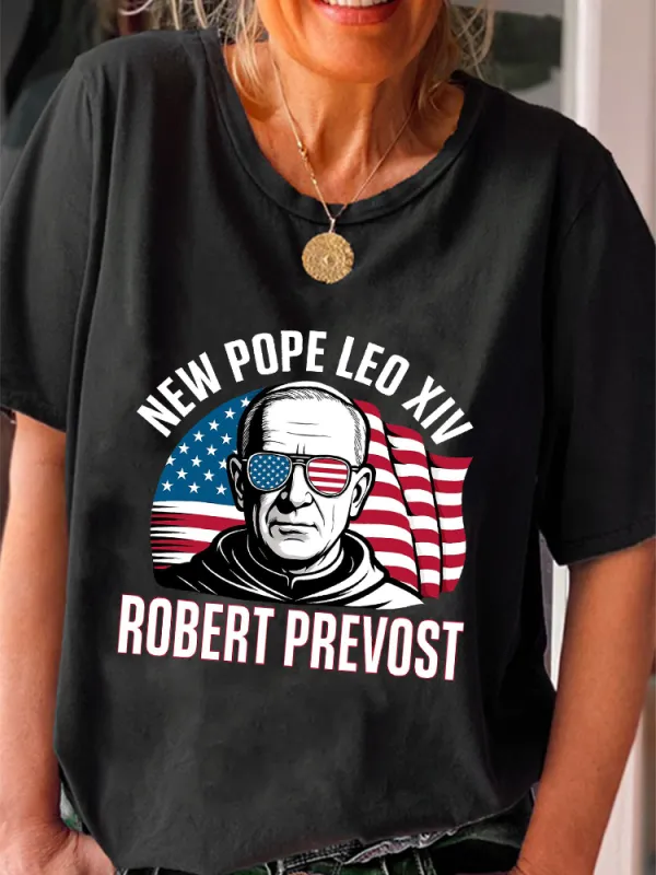 Women'S Honoring The New Pope Leo Xiv Round-Neck Short-Sleeved T-Shirt