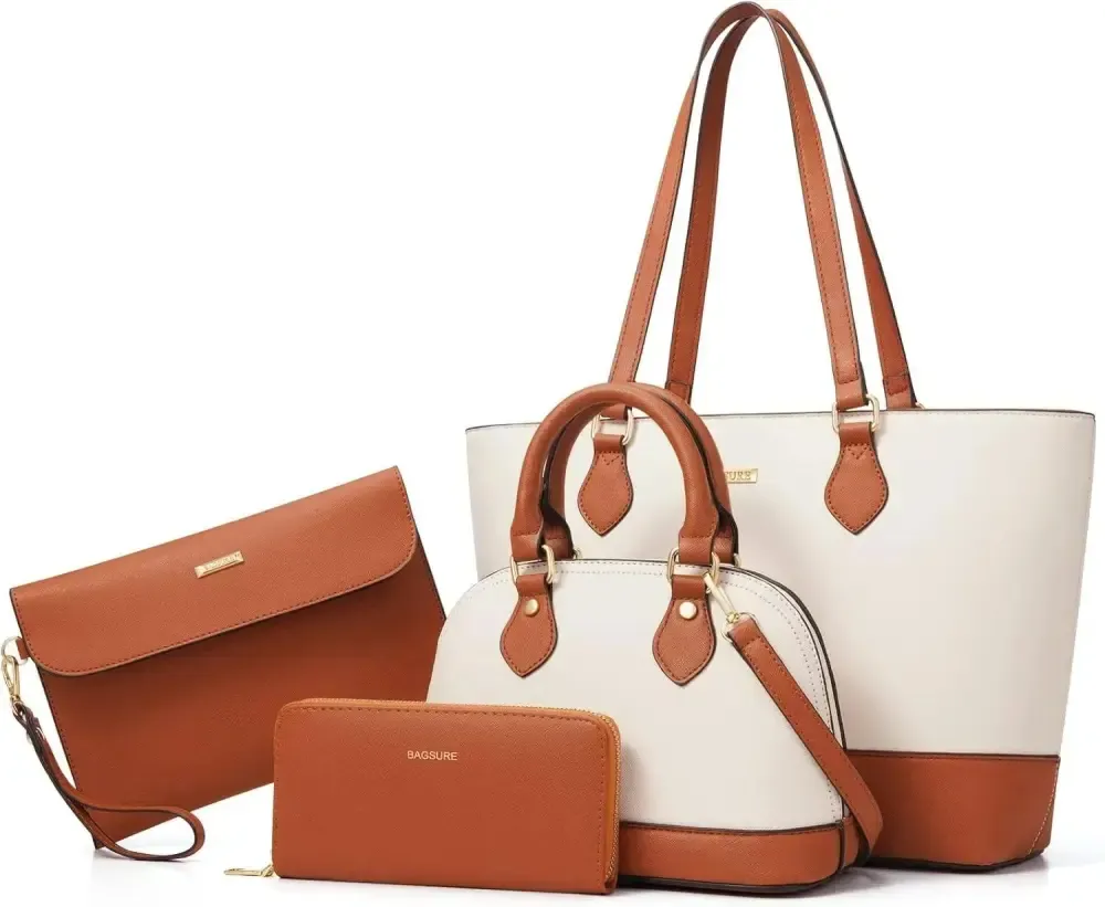 4PCS Women Fashion Handbags Purses Wallet Tote Shoulder Bags