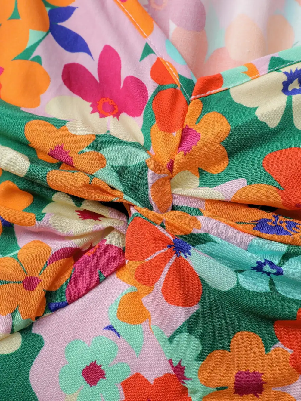 Floral Print Twist Knot Midi Dress