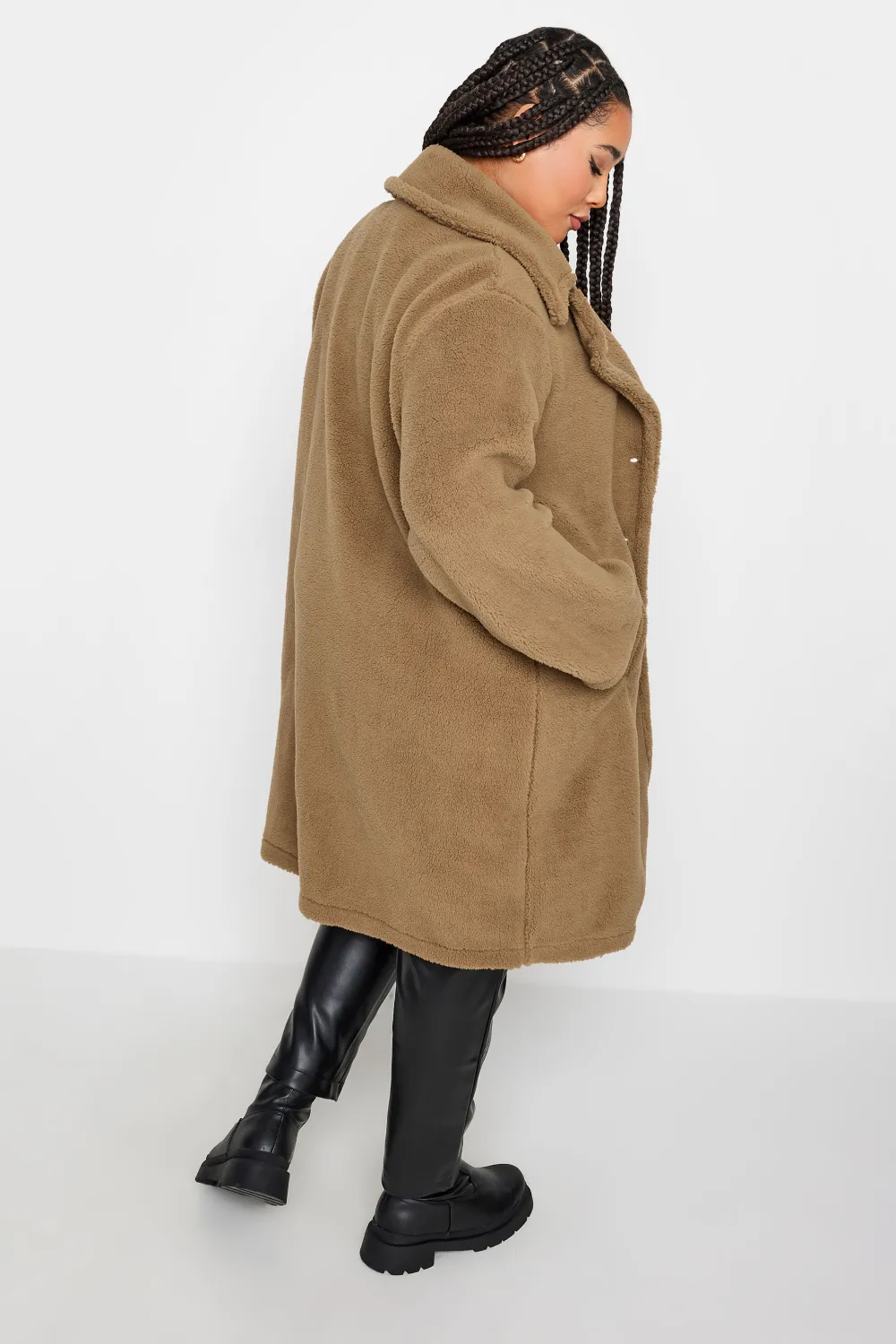 YOURS Curve Beige Brown Faux Fur Coat