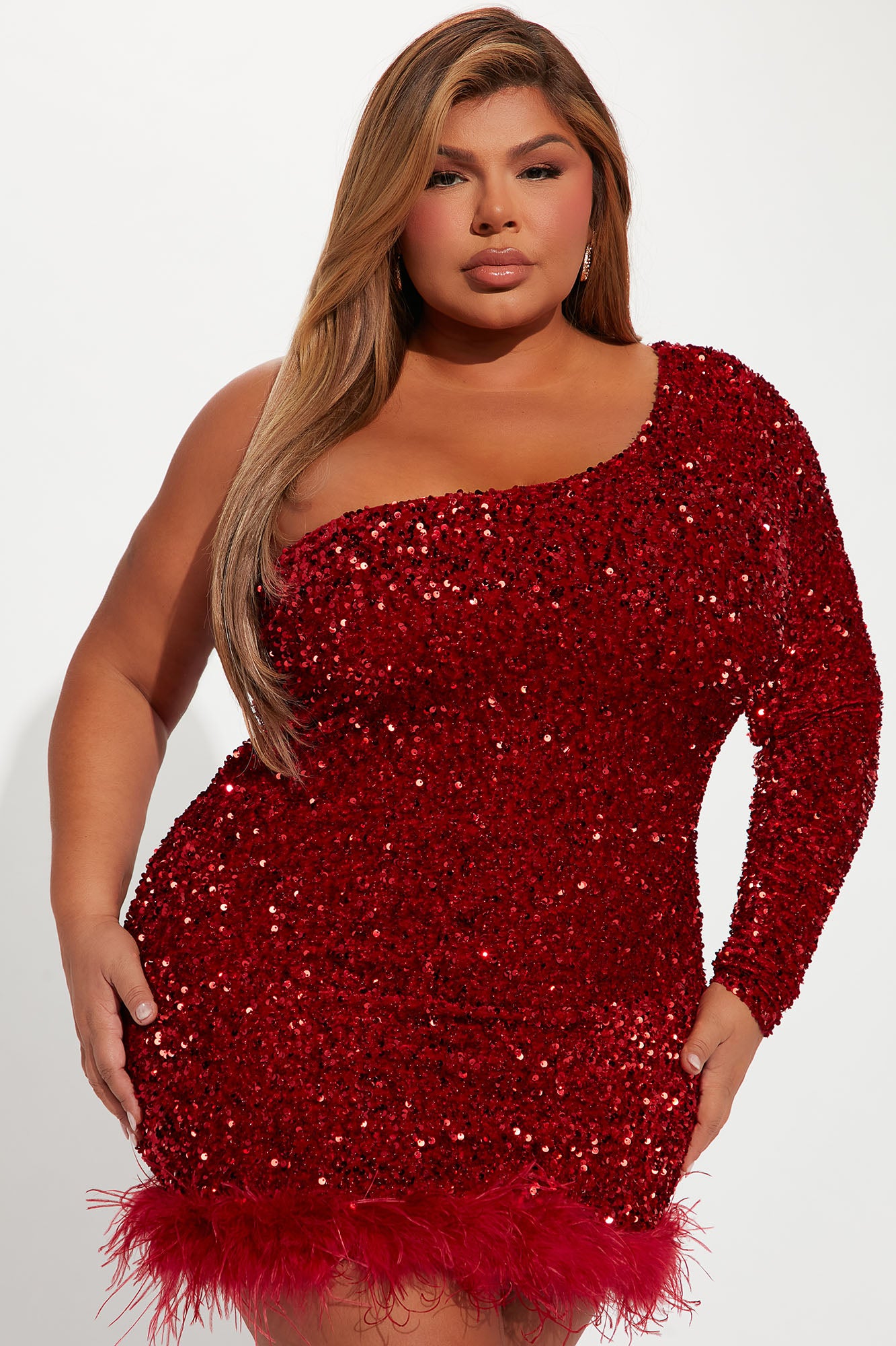 Giada Sequin Mini Dress - Red