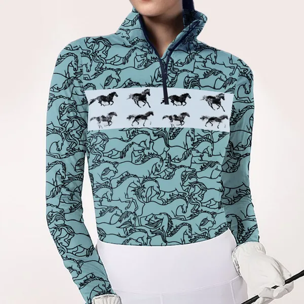 Women's Riding Style Print Long Sleeve Casual Shirt