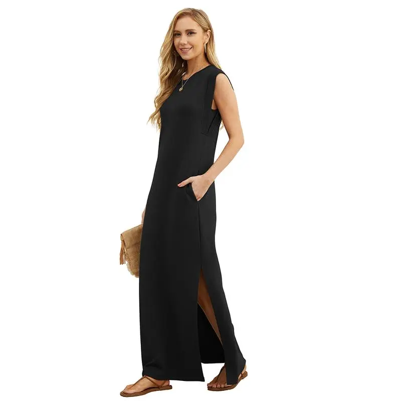 Women's Summer Maxi Dress with Pockets – Wrinkle-Free, Casual & Comfy